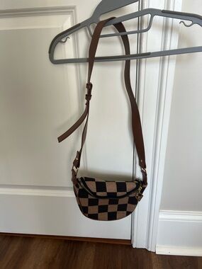 Checkerboard Crossbody Bag in Brown and Black